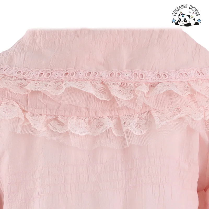 LEZONKIDS - Customized Girls Clothing Sets Lace Ruffle Short Sleeve Denim Baby Girl Summer Kids Clothing Sets